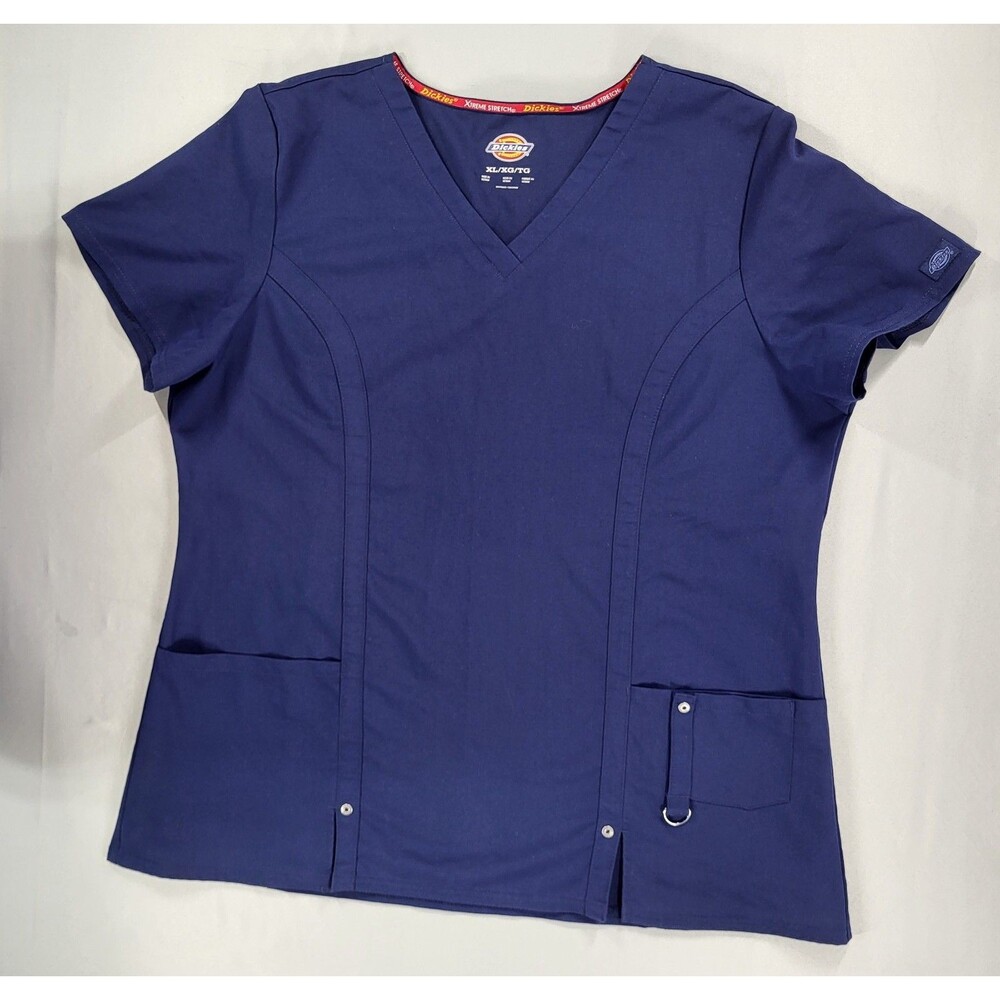 Dickies Xtreme Stretch Women's V-Neck Scrub Top Navy Blue XL